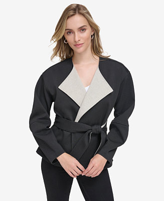 Calvin Klein Women's Belted Wrap Jacket - Macy's