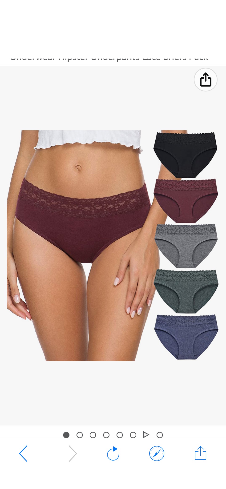 Wealurre Cotton Panties for Women Bikini Underwear Hipster Underpants Lace Briefs Pack(DarkSeries,XL) at Amazon Women’s Clothing store原价49