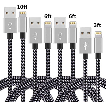 USB-A转Lighting 尼龙数据线 4根 (0.9米x1 1.8米x2 3米x1)