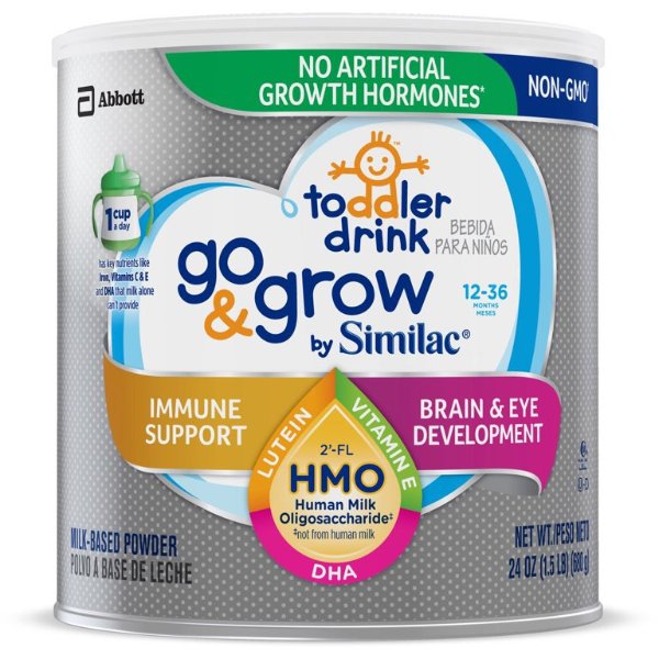 Go & Grow by Similac Toddler Drink, 4 Cans, with 2’-FL HMO for Immune Support and 25 Key Nutrients to Help Balance Toddler Nutrition, Non-GMO Milk-Based Powder, 24 oz Each - Walmart.com