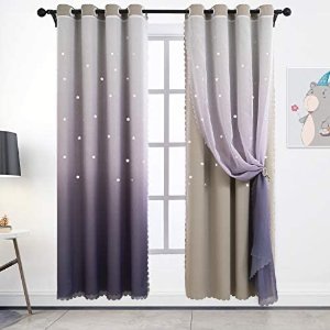 Hughapy Star Curtains Ombre Curtain for Kids