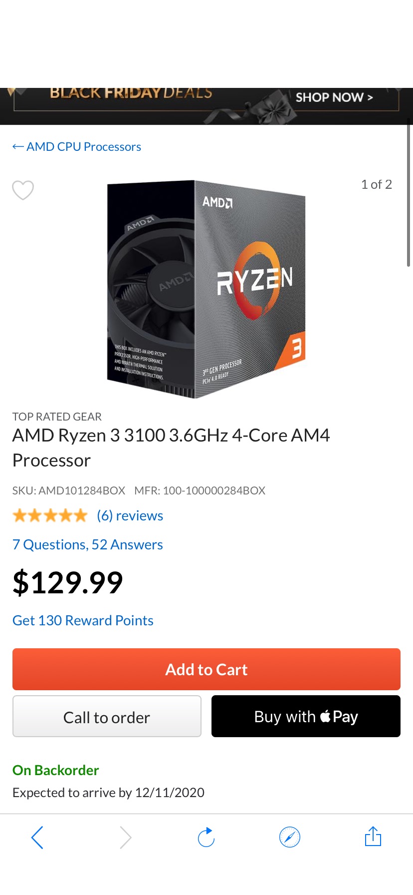 锐龙AMD Ryzen 3 3100 3.6GHz 4-Core AM4 Processor 100-100000284BOX