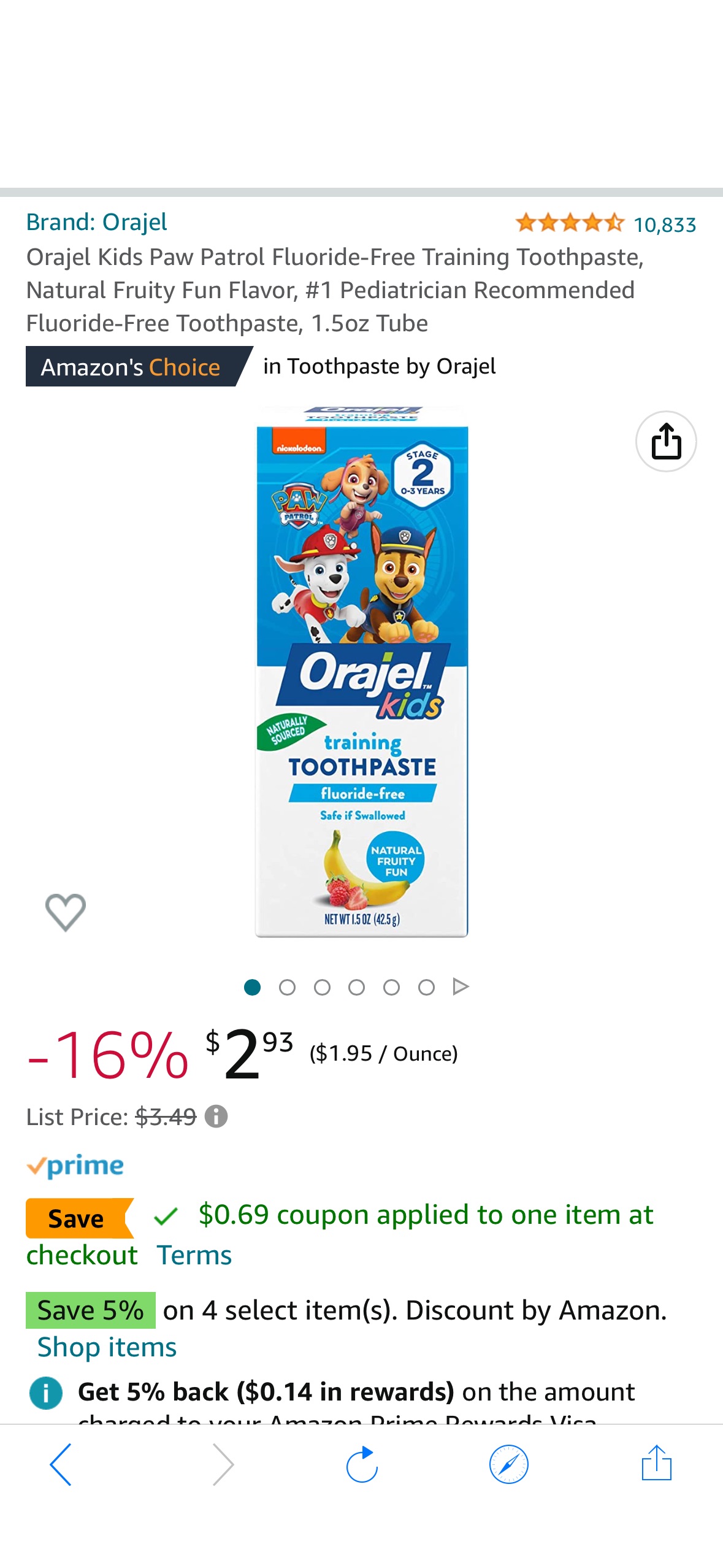 Amazon.com : Orajel Kids Paw Patrol Fluoride-Free Training Toothpaste, Natural Fruity Fun Flavor, #1 Pediatrician Recommended Fluoride-Free Toothpaste, 1.5oz Tube : Toothpaste Baby :儿童牙膏