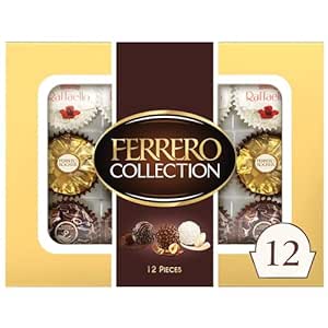 Amazon.com: Ferrero Collection, 12 Count, Premium Gourmet Assorted Hazelnut Milk Chocolate, Dark Chocolate and Coconut, Mother&#39;s Day Gift, 4.6 oz : Grocery &amp; Gourmet Food