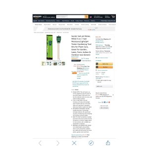 $0.12 Amazon.com : Sonkir Soil pH Meter, MS02 3-in-1 Soil Moisture/Light/pH Tester Gardening Tool Kits for Plant Care, Great for Garden, Lawn, Farm, Indoor & Outdoor Use (Green) :土壤pH计