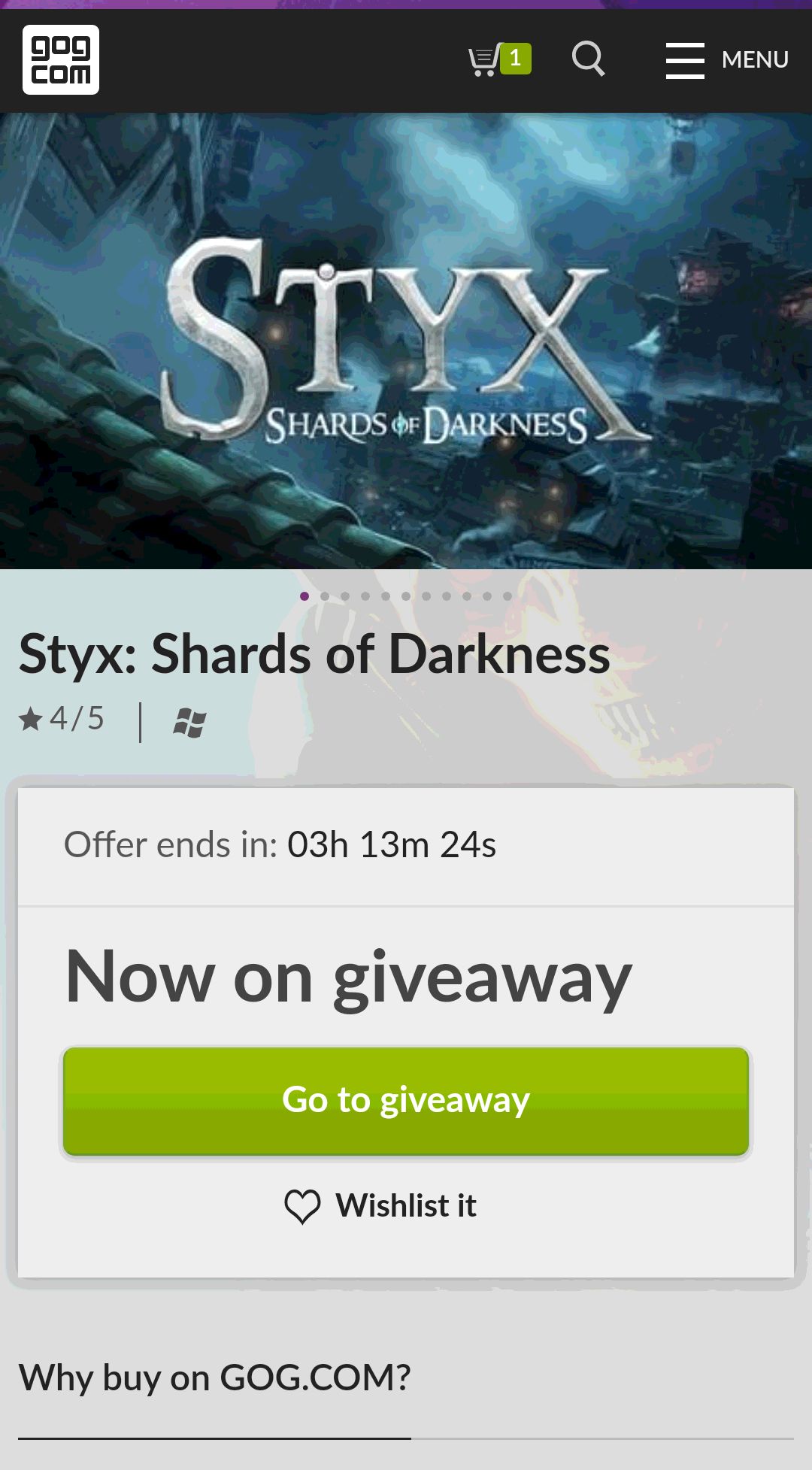 -85% Styx: Shards of Darkness on GOG.com喜加一