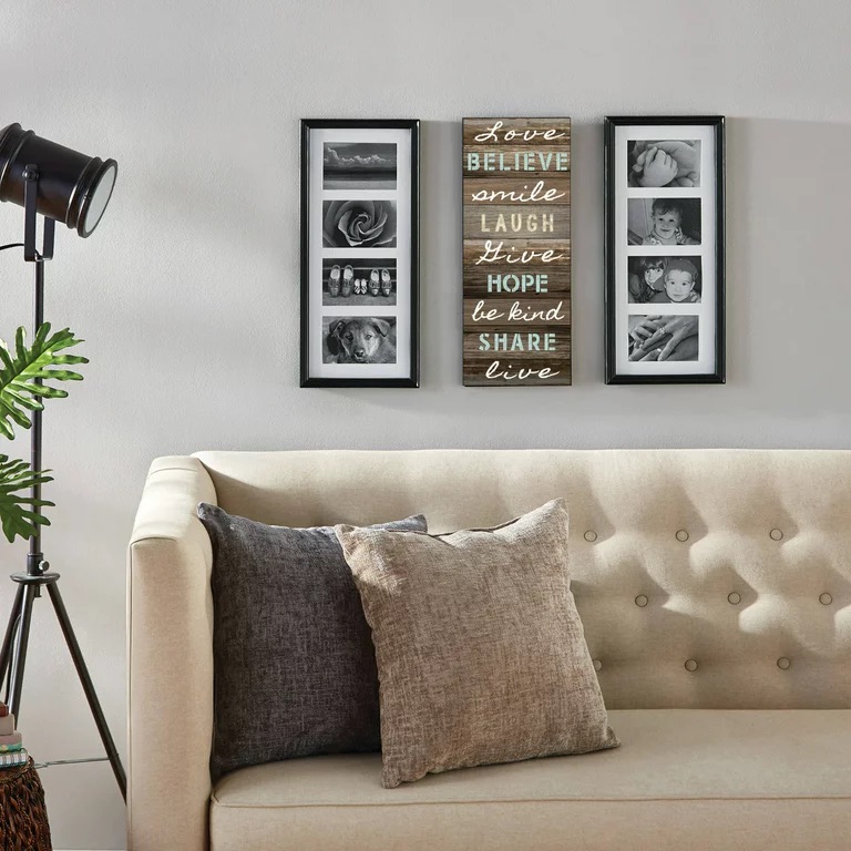 Mainstays Collage Picture Frames with Sentiment Plaque in Black (2 Frames and a Sentiment Wall Decor) - Walmart.com