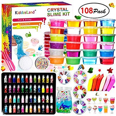 Amazon.com: DIY Crystal Slime Kit – Slime kits for Girls Boys Toys with 48 Glitter Powder,Clear Slime Supplies for Kids Art Craft儿童水晶泥超值套装