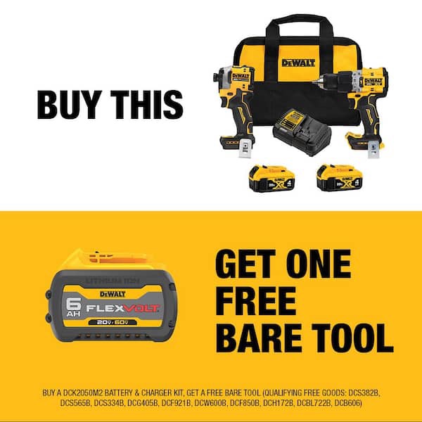 DEWALT 20V MAX XR Hammer Drill and ATOMIC Impact Driver 2-Tool Cordless Combo Kit with 6Ah Battery (2)4Ah Batteries and Charger DCK2050M2WCB606 - The Home Depot