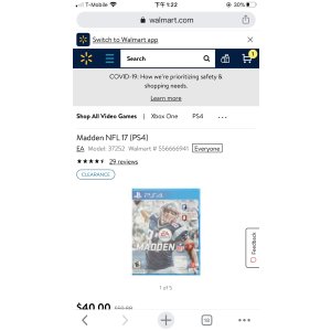 $40 Madden NFL 17 PS4橄榄球游戏