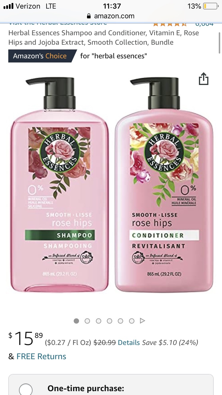 Amazon.com : Herbal Essences Shampoo and Conditioner, Vitamin E, Rose Hips and Jojoba Extract, Smooth Collection, Bundle : Beauty洗护