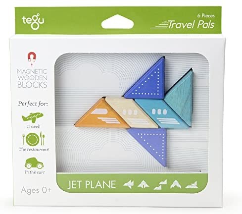 Amazon.com: 6 Piece Tegu Travel Pal Magnetic Wooden Block Set, Jet Plane: Toys & Games玩具