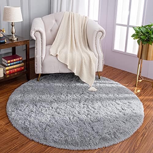 LOCHAS Round Area Rugs Super Soft Living Room Bedroom Home Shaggy Carpet 4-Feet, Gray : Amazon.ca: Home