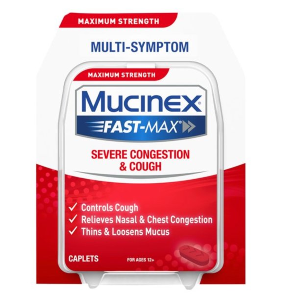 Mucinex Fast-Max Maximum Strength Severe Congestion & Cough, Multi-Symptom Relief 20 Caplets
