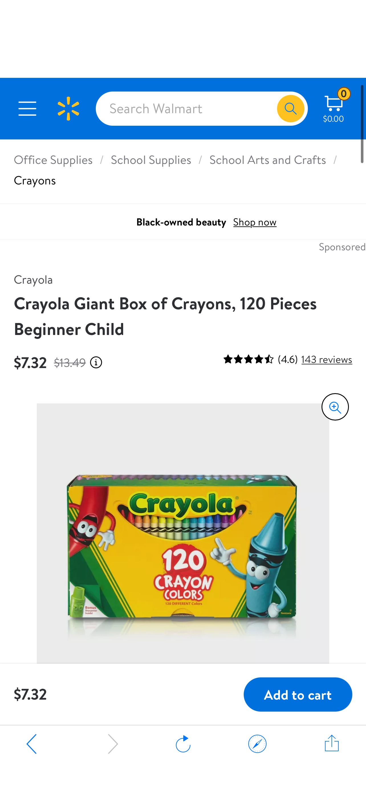 Crayola 蜡笔盒Giant Box of Crayons, 120 Pieces Beginner Child - Walmart.com