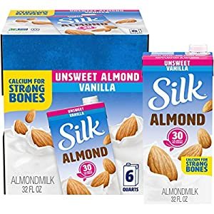 Shelf-Stable Almond Milk, Unsweetened Vanilla 1 Quart (Pack of 6)