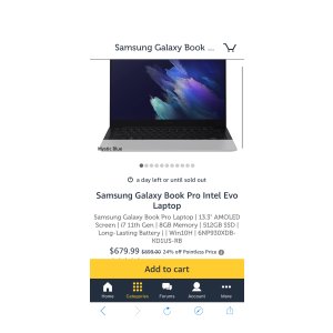 $679 Samsung Galaxy Book Pro Intel Evo Laptop
