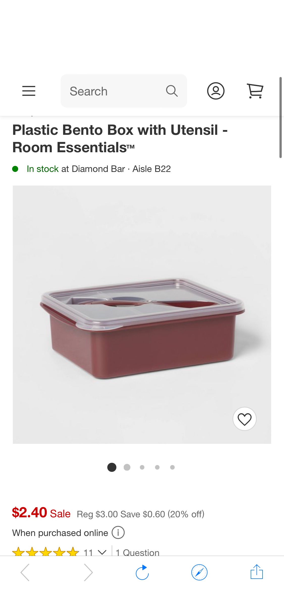 Plastic Bento Box With Utensil - Room Essentials™ : Target