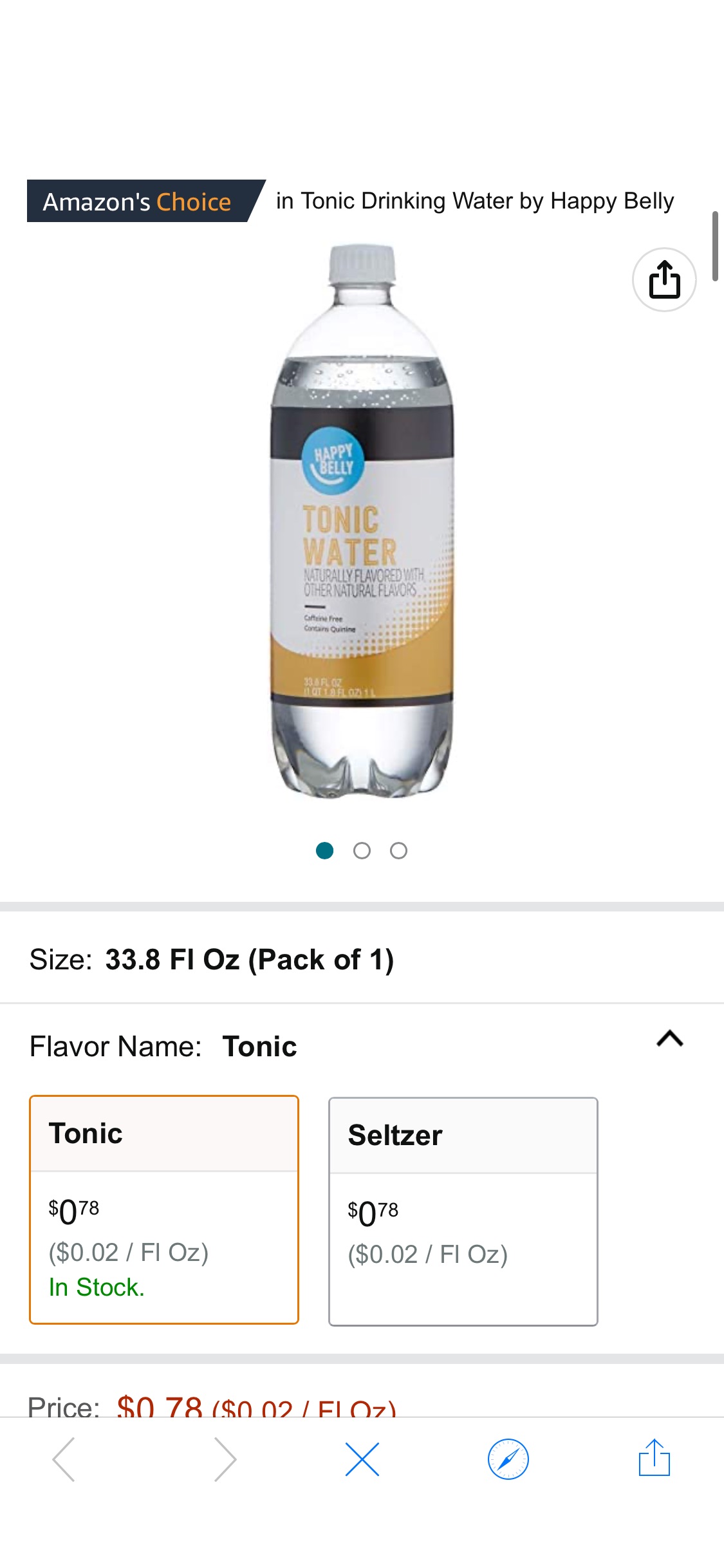 Amazon.com : Amazon Brand - Happy Belly Tonic Water, 33.8 Ounce (1L) : Everything Else