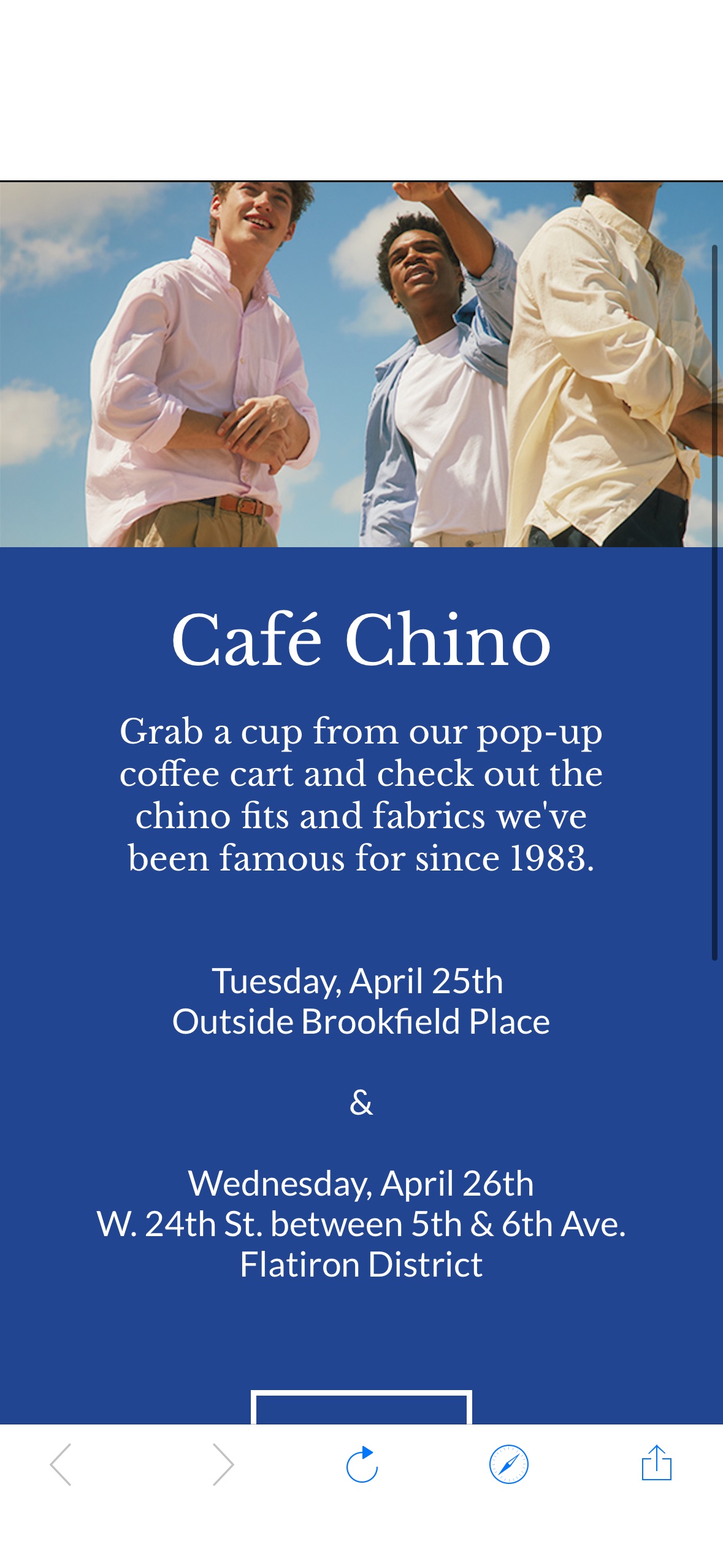 Free Coffee at Jcrew Café Chino