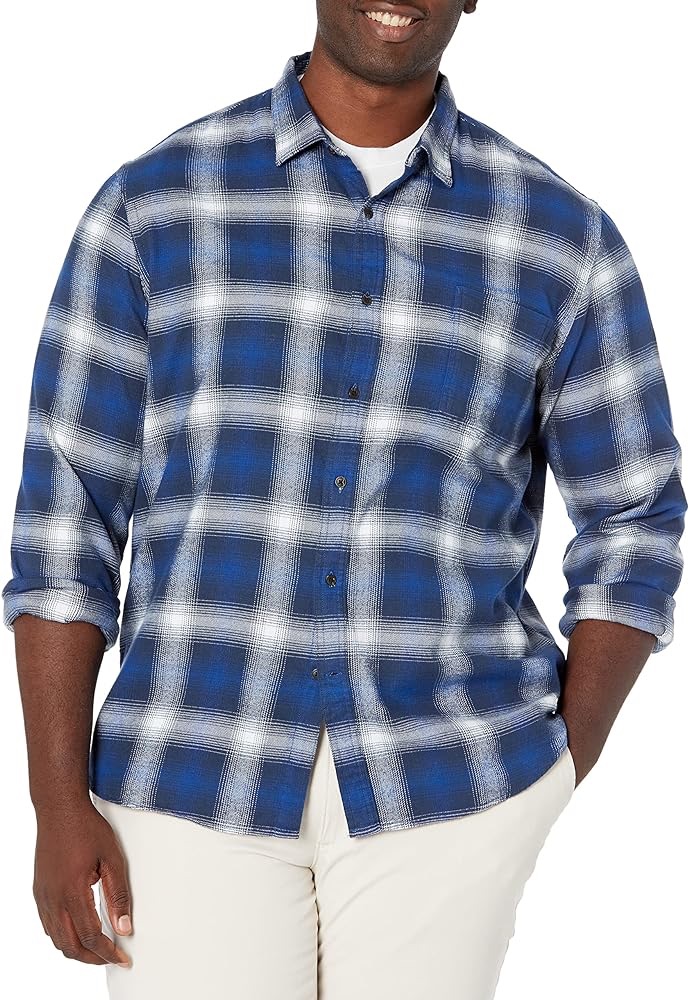 Amazon.com: Amazon Essentials Men's Slim-Fit Long-Sleeve Plaid Flannel Shirt (Limited Edition Colors), Red Buffalo Plaid, Medium : Clothing, Shoes & Jewelry