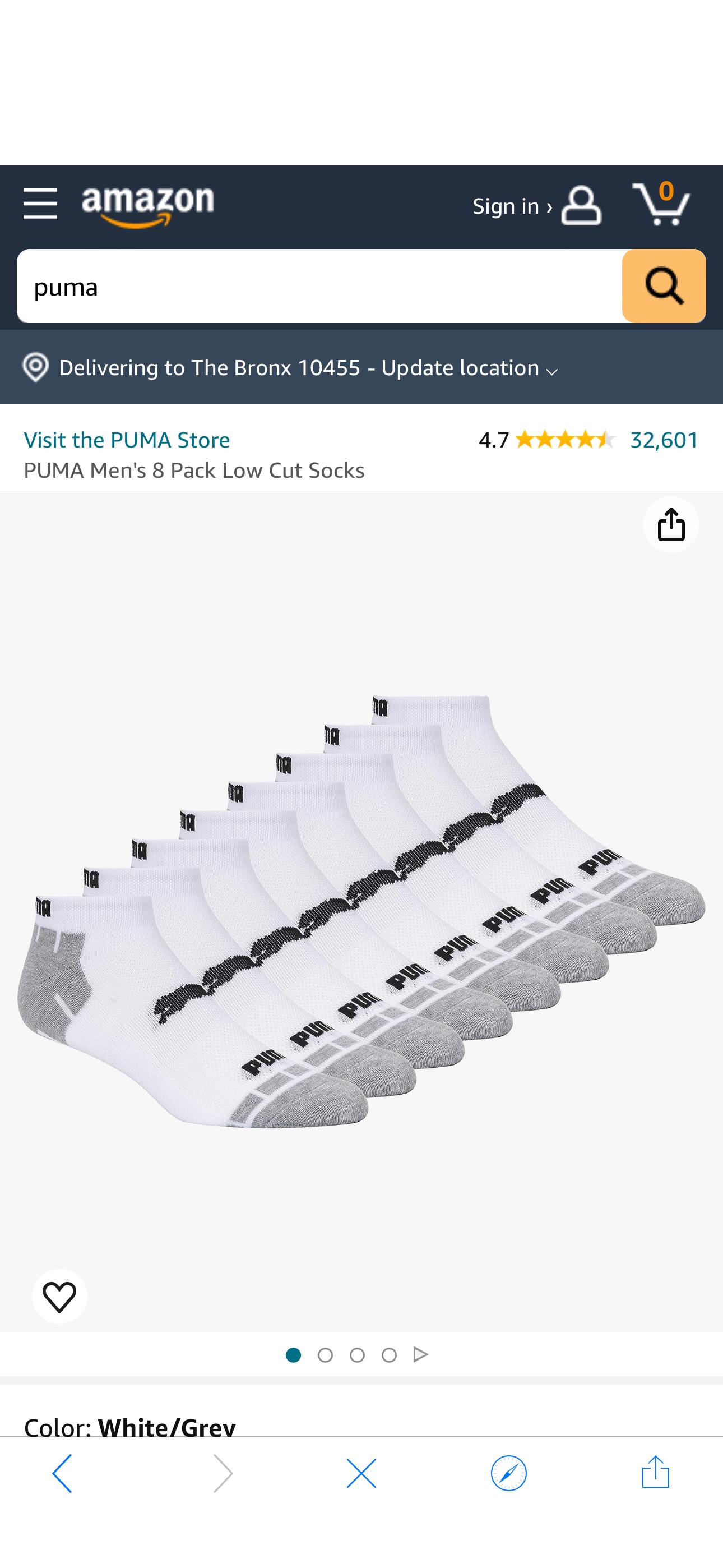 Amazon.com: PUMA mens 8 Pack Low Cut Running Socks, White/Grey, 10 13 US : Clothing, Shoes & Jewelry