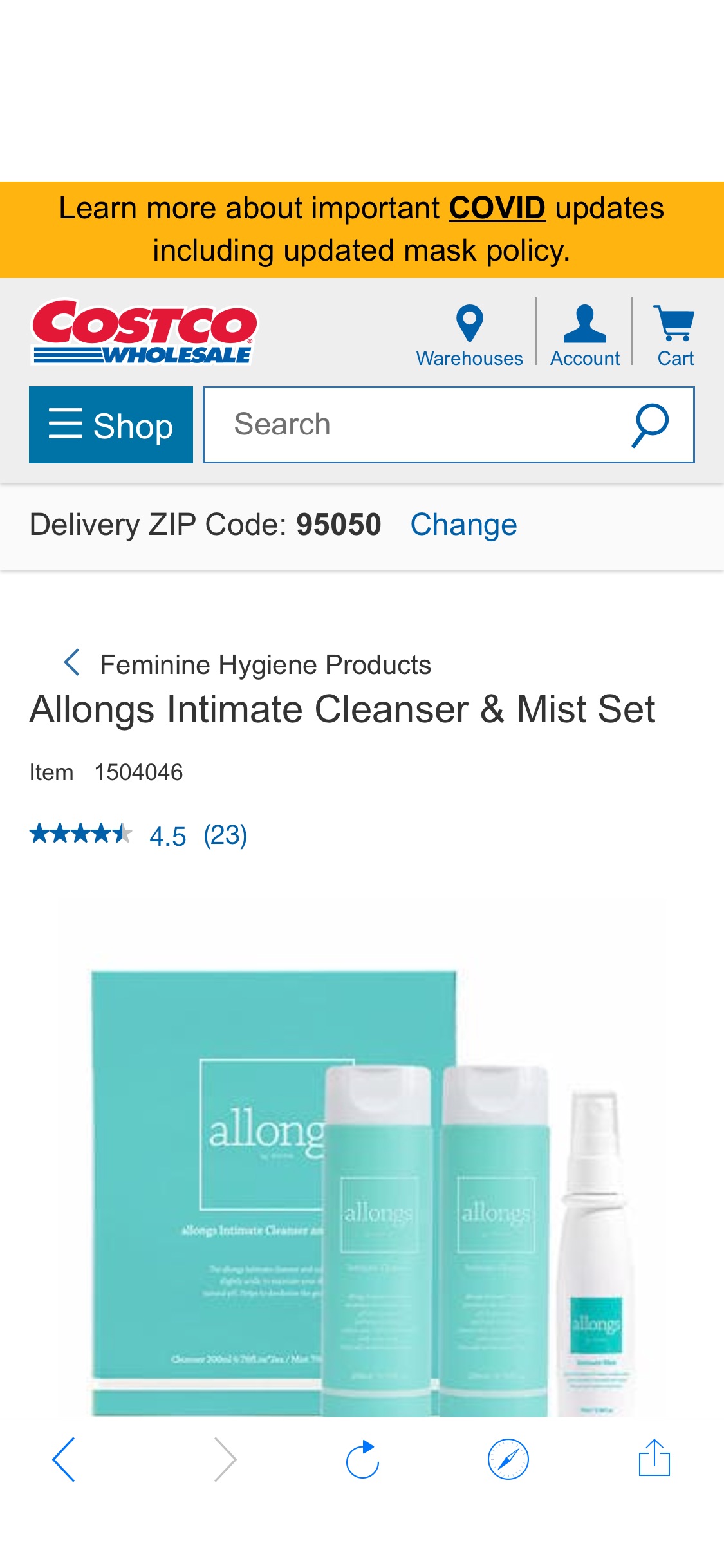 Allongs Intimate Cleanser & Mist Set | Costco 护理液清仓