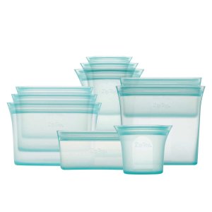 $54.99 Zip Top 10-piece Reusable Platinum Silicone Food Containers 厨房硅胶收纳袋10件