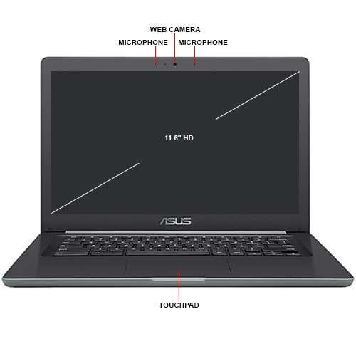 ASUS Chromebook 电脑C204EE YS01 - Intel Celeron N4000 1.1GHz, 4GB LPDDR4, 16GB