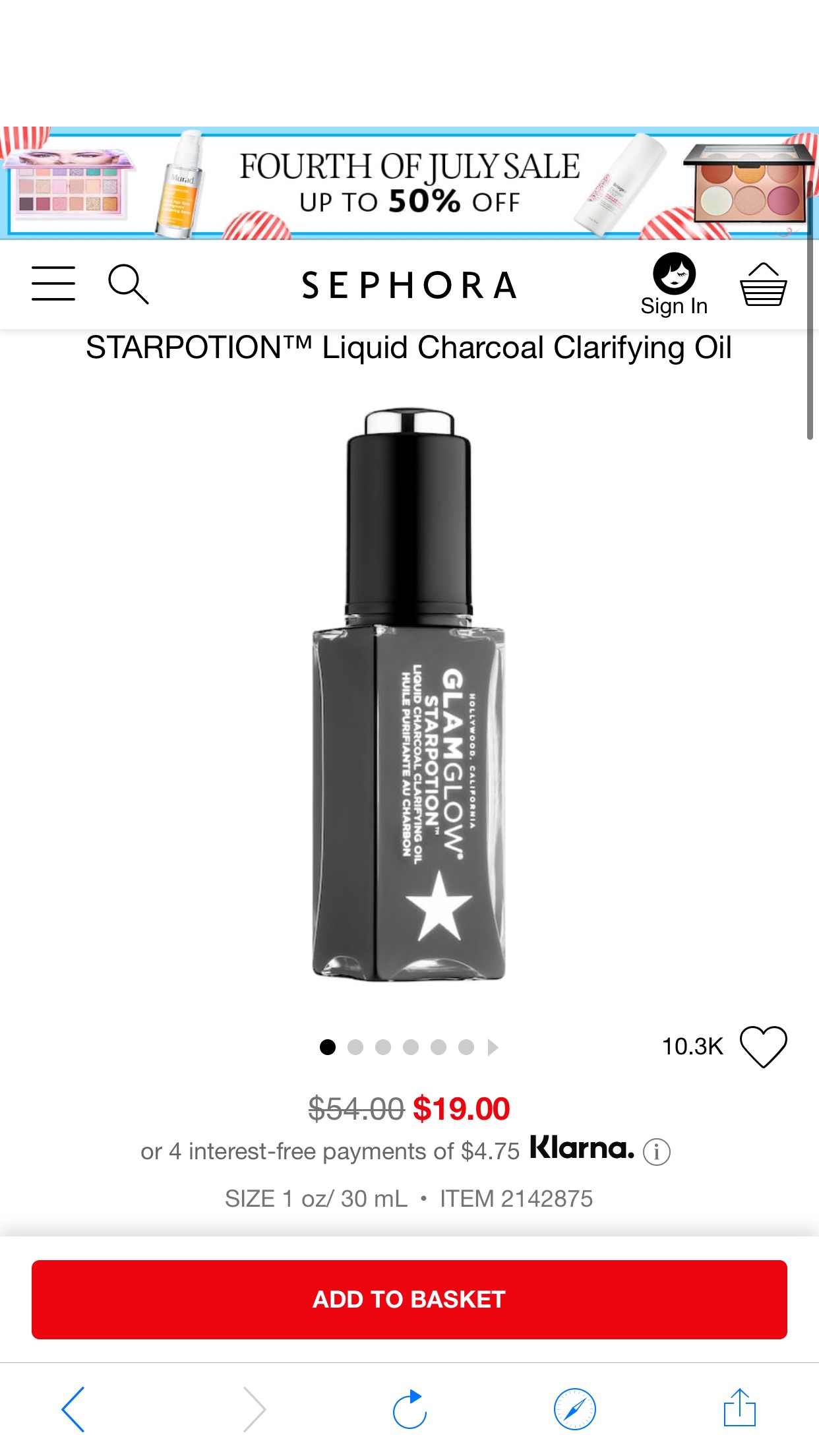 STARPOTION™ Liquid Charcoal Clarifying Oil - GLAMGLOW | Sephora液体木炭油
