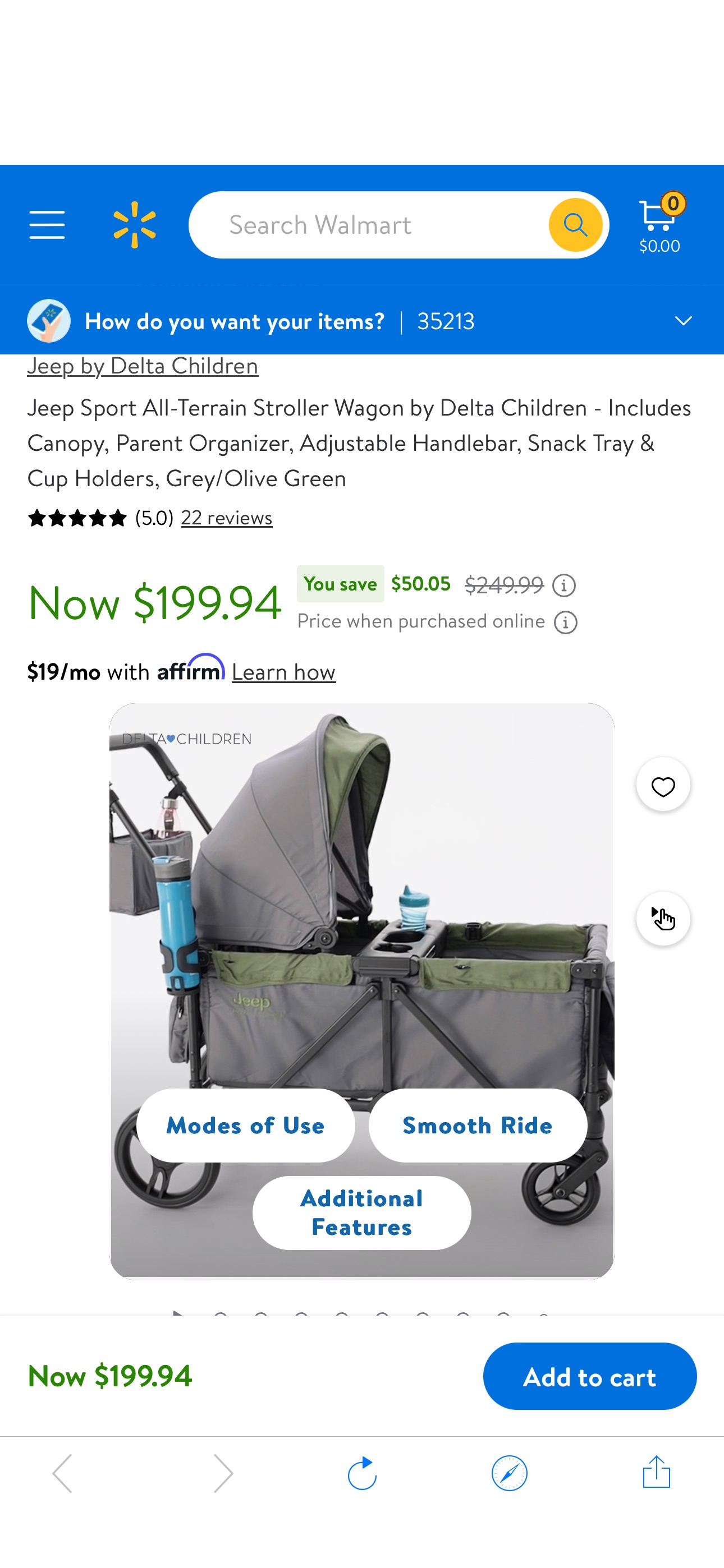 Jeep Sport All-Terrain Stroller Wagon by Delta Children - Includes Canopy, Parent Organizer, Adjustable Handlebar, Snack Tray & Cup Holders, Grey/Olive Green - Walmart.com