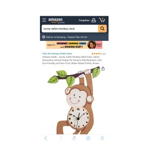 $25.99 Amazon.com: Fantasy Fields - Sunny Safari Monkey Wall Clock, Silent, Decorative Animal Design for Nursery Kids Bedroom, with Eco-Friendly and Non-Toxic Water-Based Paints, Brown : Home & Kitchen