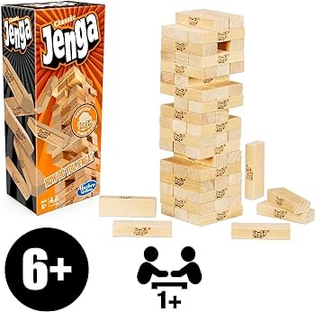 Amazon.com: Jenga Classic Game with Genuine Hardwood Blocks, Stacking Tower Game for 1 or More Players, Kids Ages 6 and Up : Hasbro