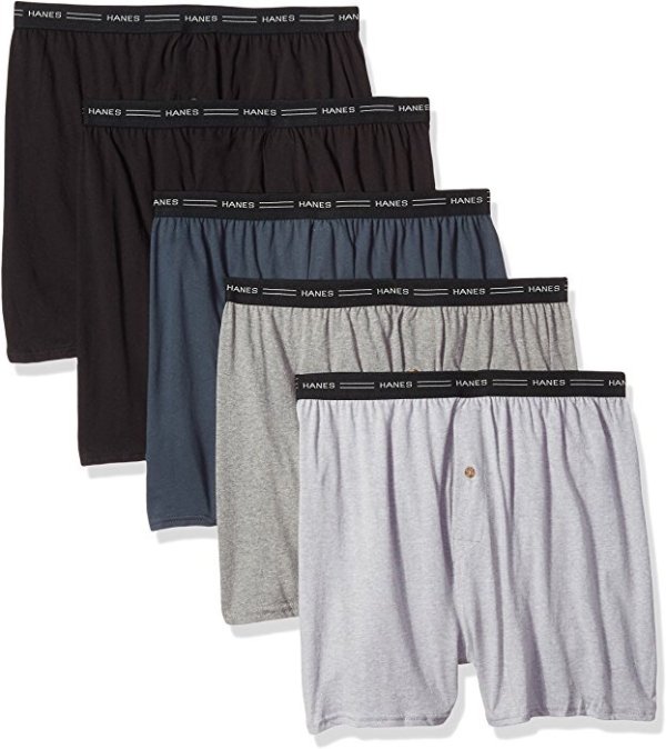 Hanes Men's 5-Pack Exposed Waistband Knit Boxers @ Amazon