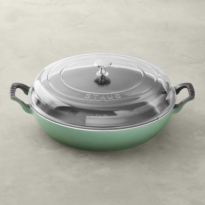 Staub Cast Iron Everything Pan 3 1 2 Qt Dutch Oven Sage 青瓷色法国staub多用锅透明玻璃锅珐琅铸铁锅28cm炖锅火锅烧烤一体锅 北美省钱快报折扣爆料