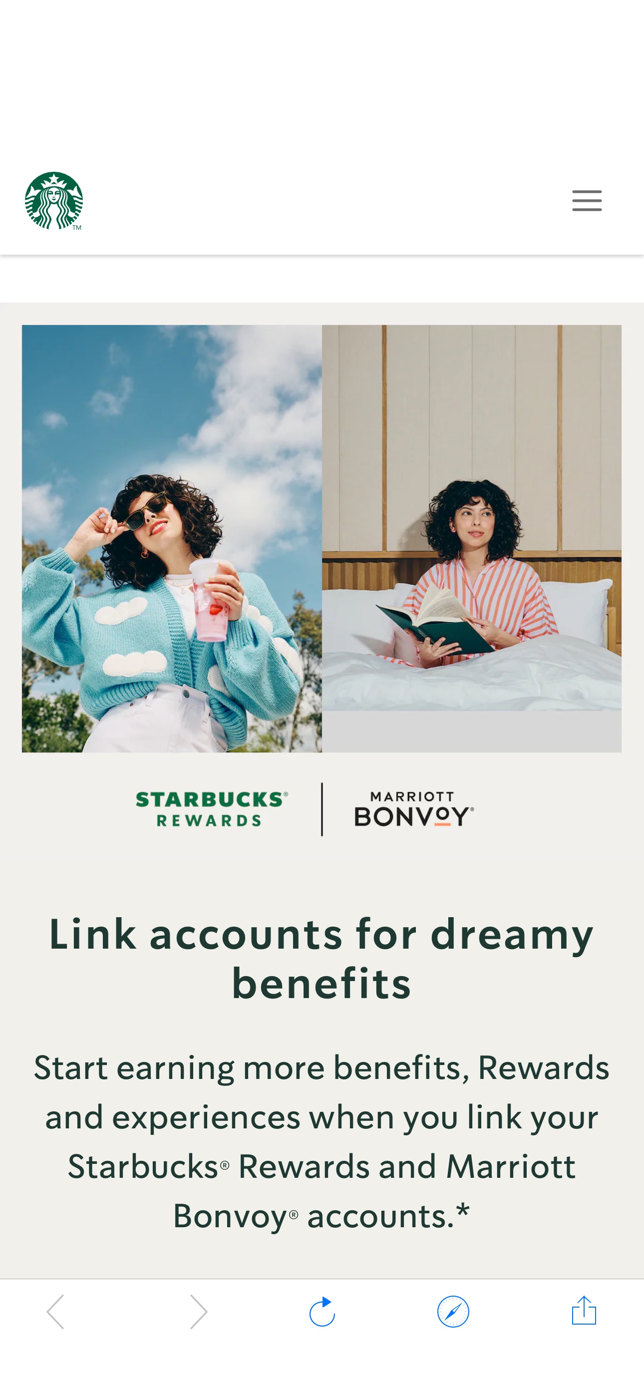 Starbucks 和Marriott Bonvoy account link