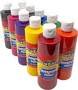 Amazon.com: Cra-Z-Art Washable Tempera Paint Bulk Pack 10ct, Assorted Colors 8oz each bottle : Toys &amp; Games