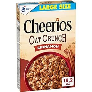 Cheerios Oat Crunch Cinammon Oat Breakfast Cereal, Large Size, 18.2 oz