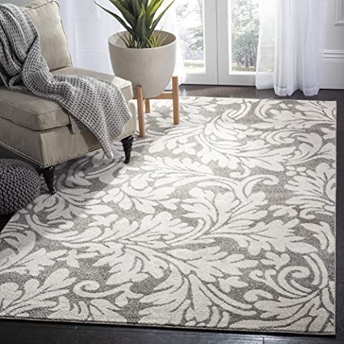 灰白花卉图案地毯 3' x 5'