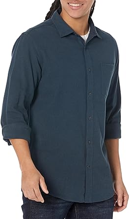 Amazon.com: Amazon Essentials Men&#39;s Long-Sleeve Flannel Shirt (Available in Big &amp; Tall), Washed Navy, Medium : Clothing, Shoes &amp; Jewelry
