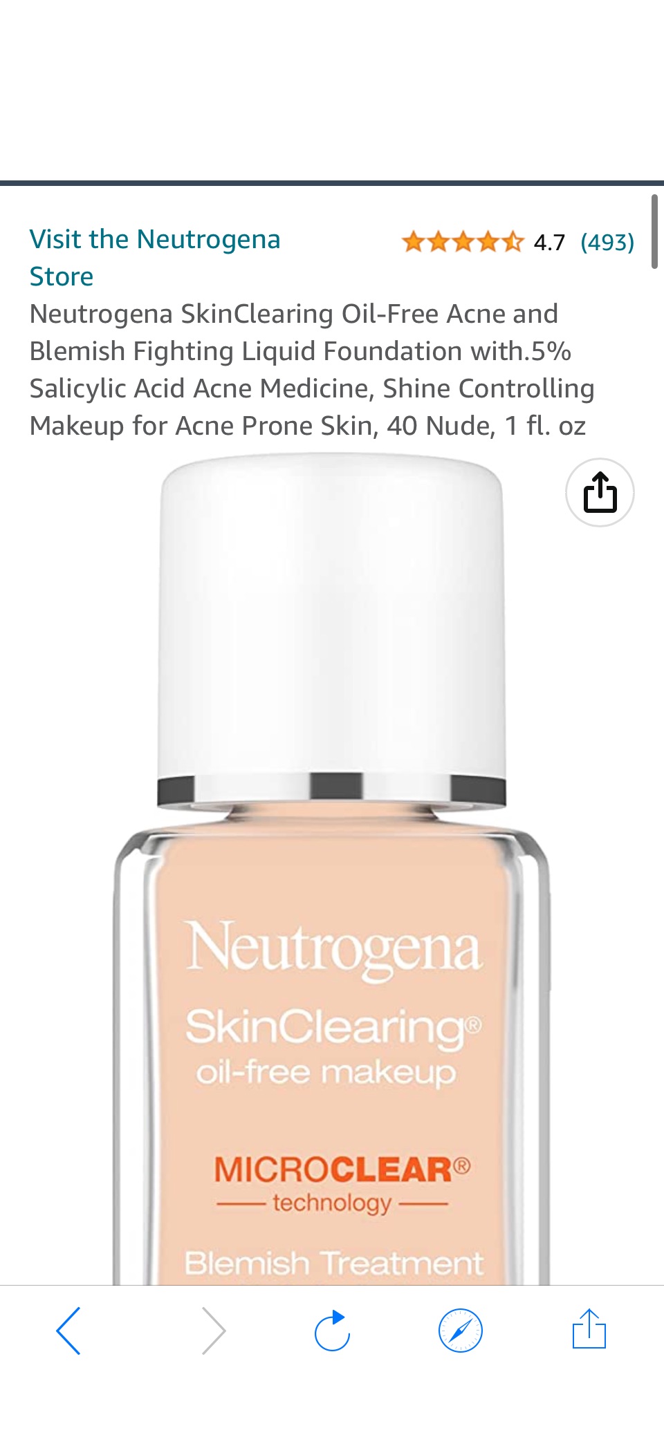 Amazon.com : Neutrogena SkinClearing Oil-Free Acne and Blemish Fighting Liquid Foundation with.5% Salicylic Acid Acne Medicine, Shine Controlling Makeup for Acne Prone Skin, 40 Nude