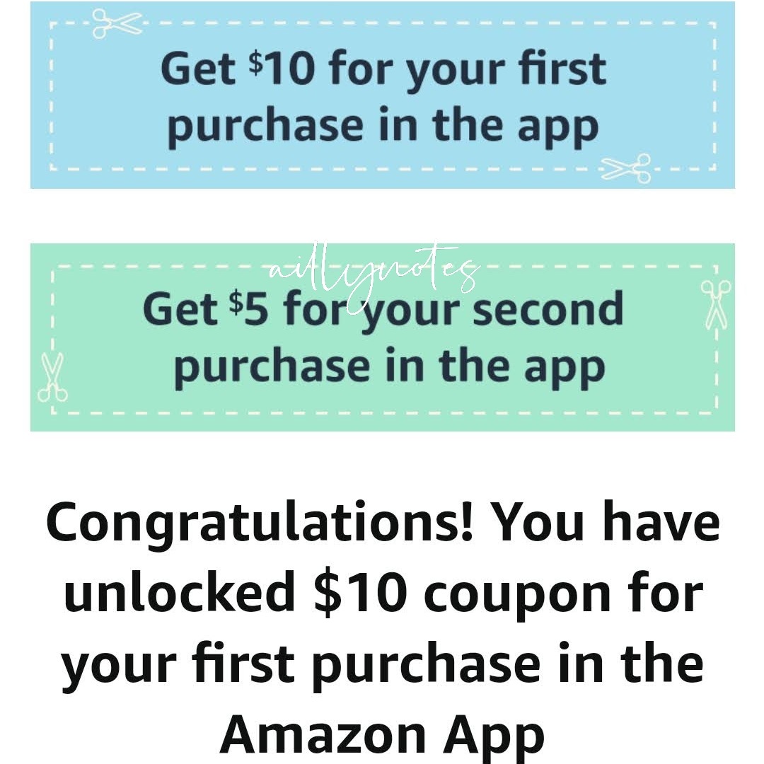 Amazon首次使用手機app購物立減$10、第二次購物減$5