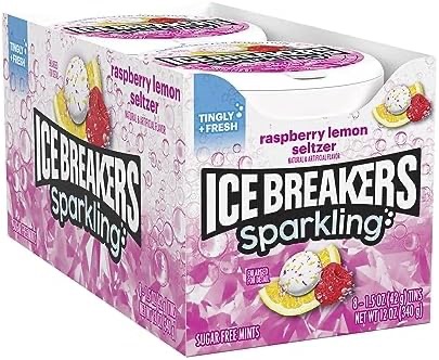 Amazon.com : ICE BREAKERS Sparkling Raspberry Lemon Seltzer Breath Mints Tins, 1.5 oz (8 Count) : Grocery & Gourmet Food