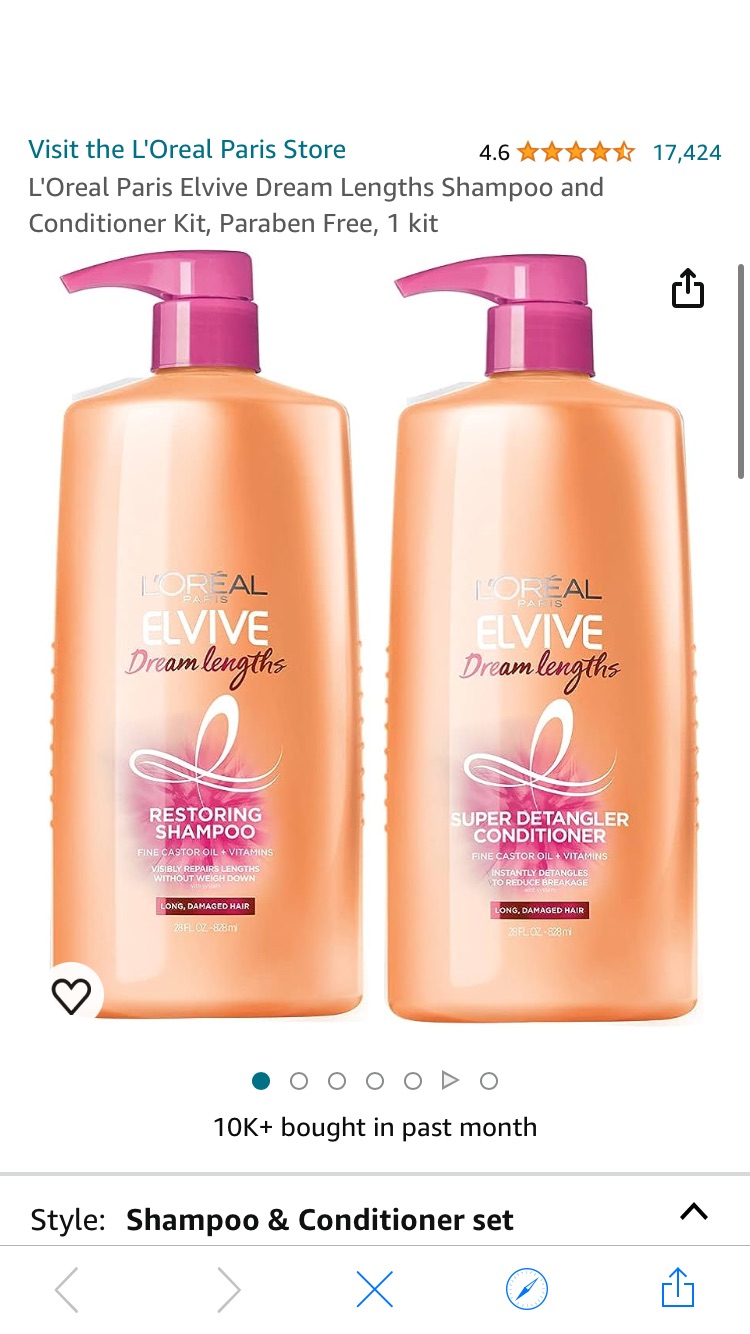 Amazon.com : L'Oreal Paris Elvive Dream Lengths Shampoo and Conditioner Kit, Paraben Free, 1 kit : Beauty & Personal Care