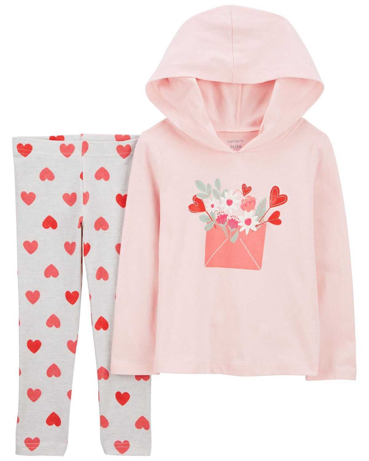 Multi Baby 2-Piece Valentine's Heart Hooded Top & Legging Set | carters.com