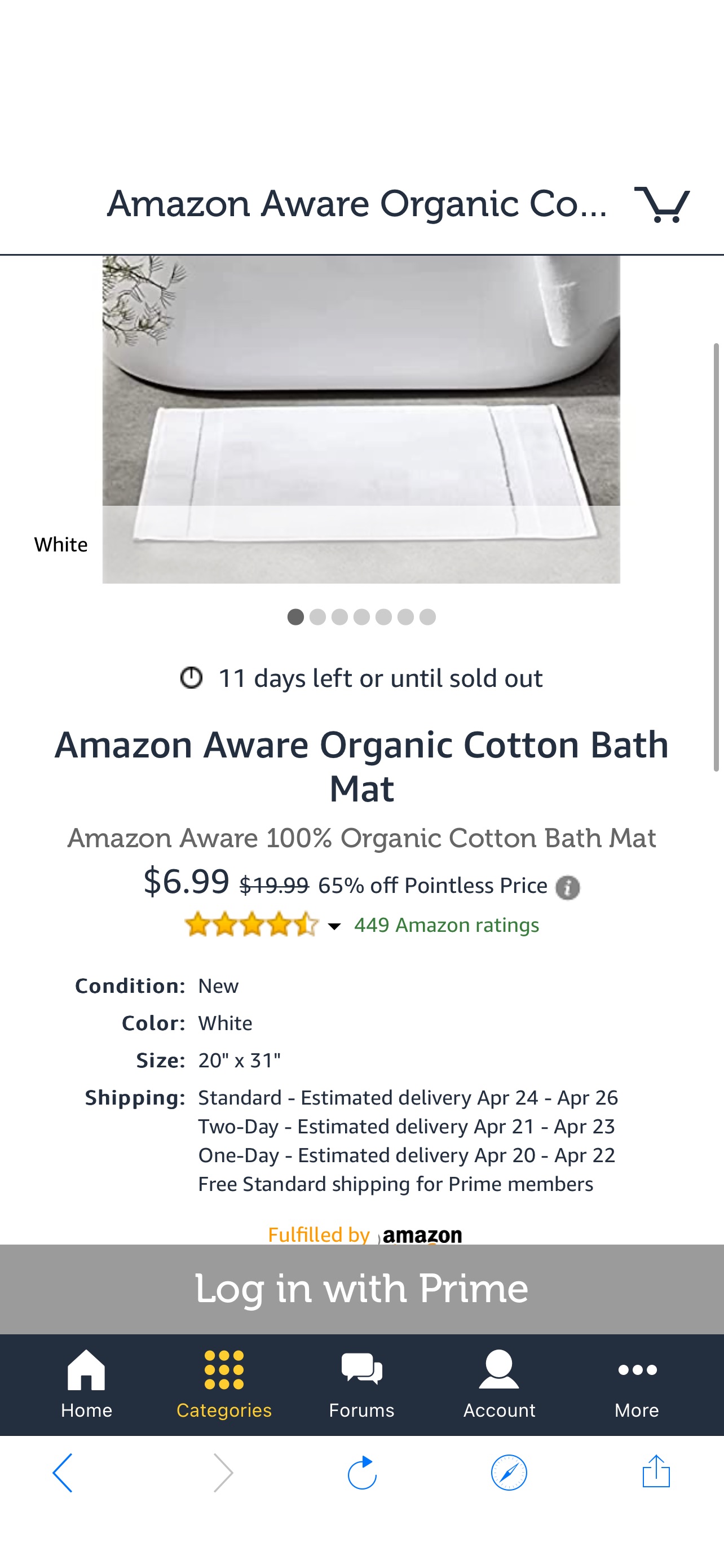 浴室毯子Amazon Aware Organic Cotton Bath Mat