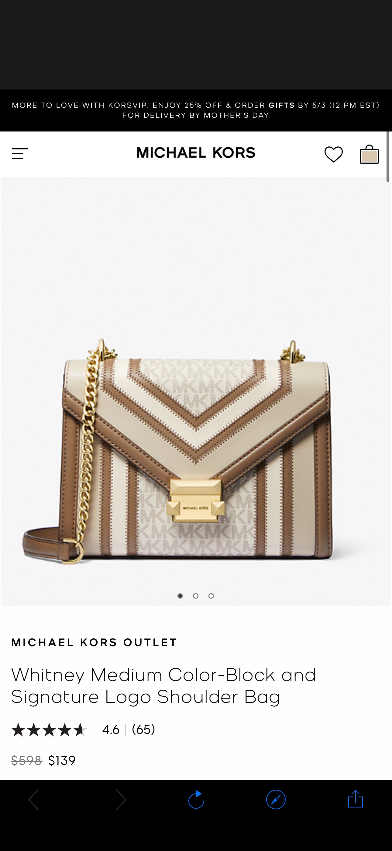Whitney Medium Color-Block and Signature Logo Shoulder Bag | Michael Kors