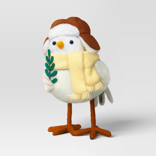 6.25" Featherly Friends Fabric Bird Christmas Figurine Wearing Yellow Scarf - Wondershop™ : Target