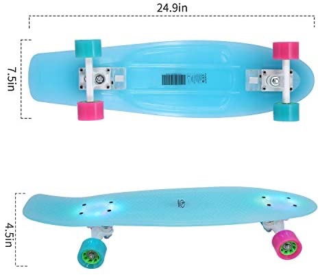 滑板Amazon.com : HUDORA 12144 Plastic Skateboard 28’’ Complete Skate Board Blue ABEC-7 Cruiser with LED Light Up Deck for Kids Boys Youths Beginners : Sports & Outdoors