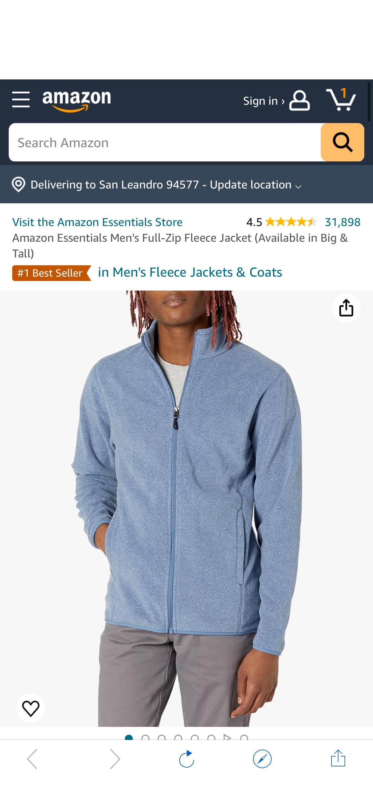 Amazon.com: Amazon Essentials Men's Full-Zip Fleece Jacket (Available in Big & Tall), Blue Heather, Large : Clothing, Shoes & Jewelry